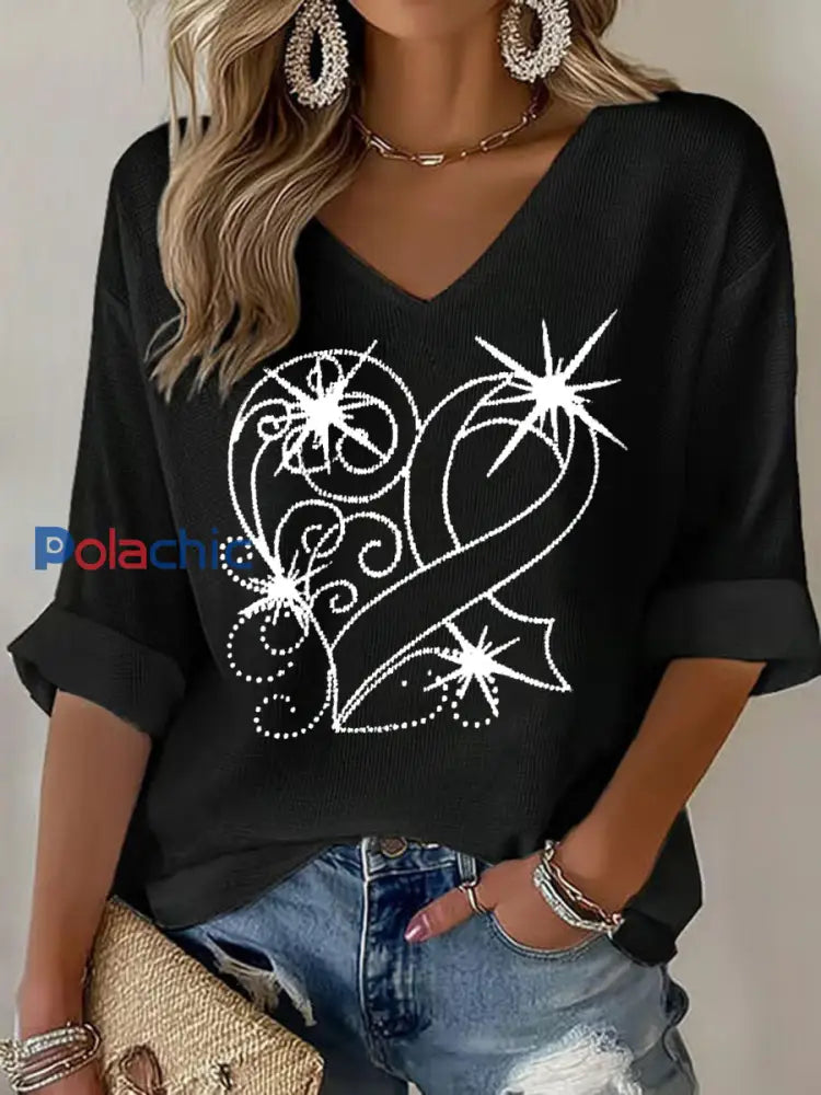 Sensibilisation au cancer du sein T-shirt décontracté à imprimé ruban rose pour femmes Noir / S