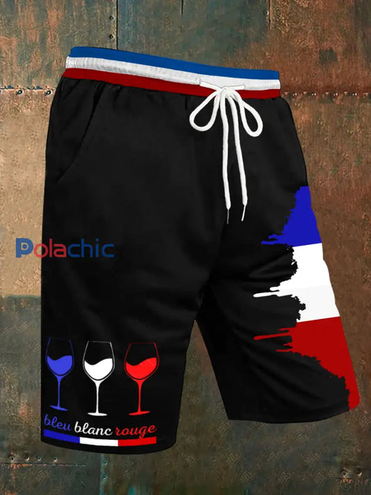 Short Bleu Blanc Rouge pour homme Noir / S