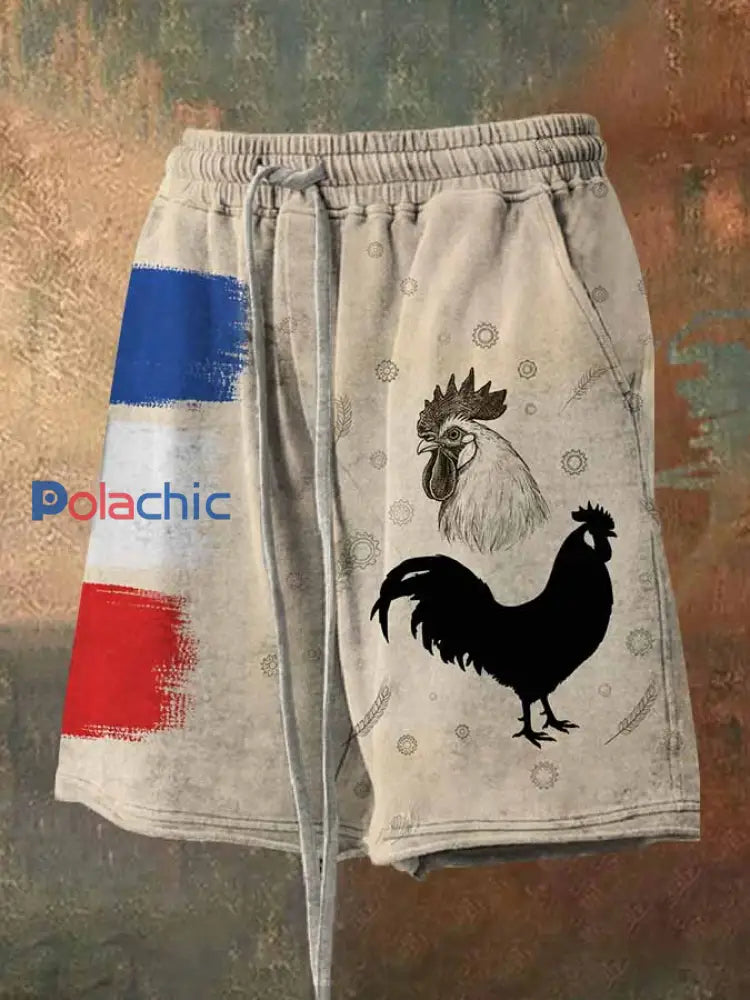 Short Décontracté À Imprimé Français Vintage comme image / S