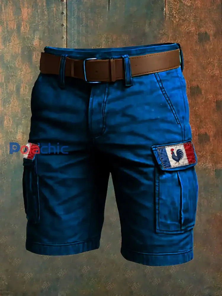 Short Drapeau Français Le Coq Gaulois pour homme Bleu / S