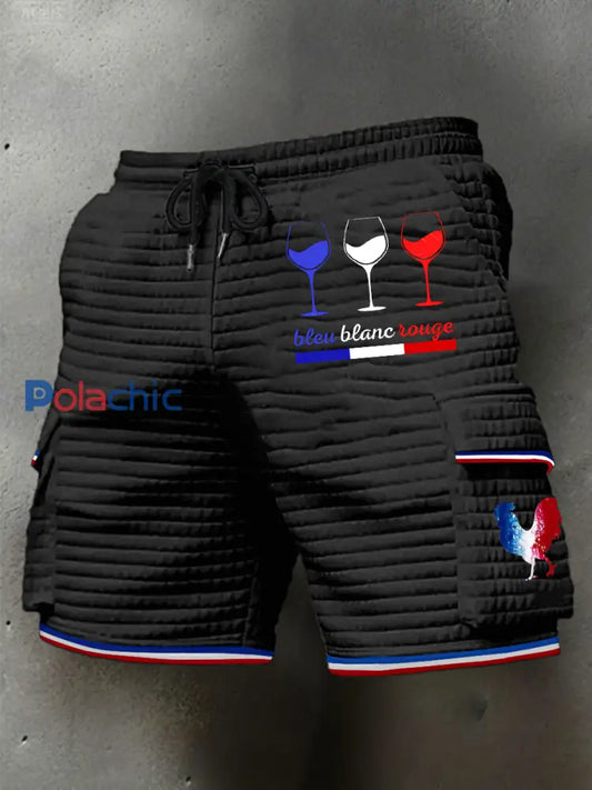 Short Homme Bleu Blanc Rouge Plaid Noir / S