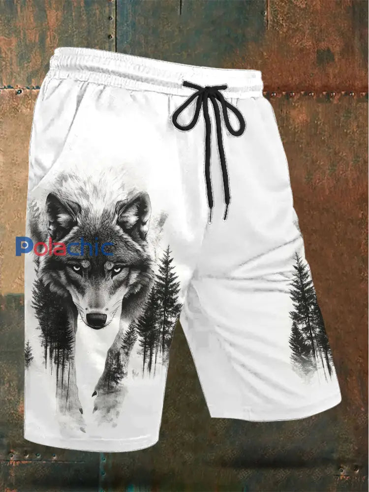 Short imprimé Wolf Culture pour homme Blanc / S