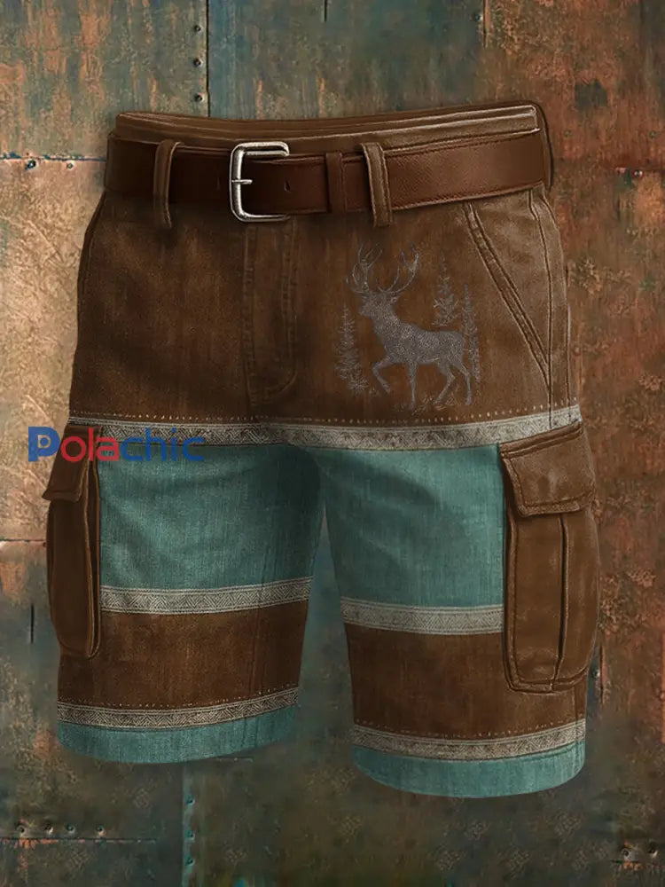 Shorts décontractés Western Retro Graphic Print Homme comme image / S