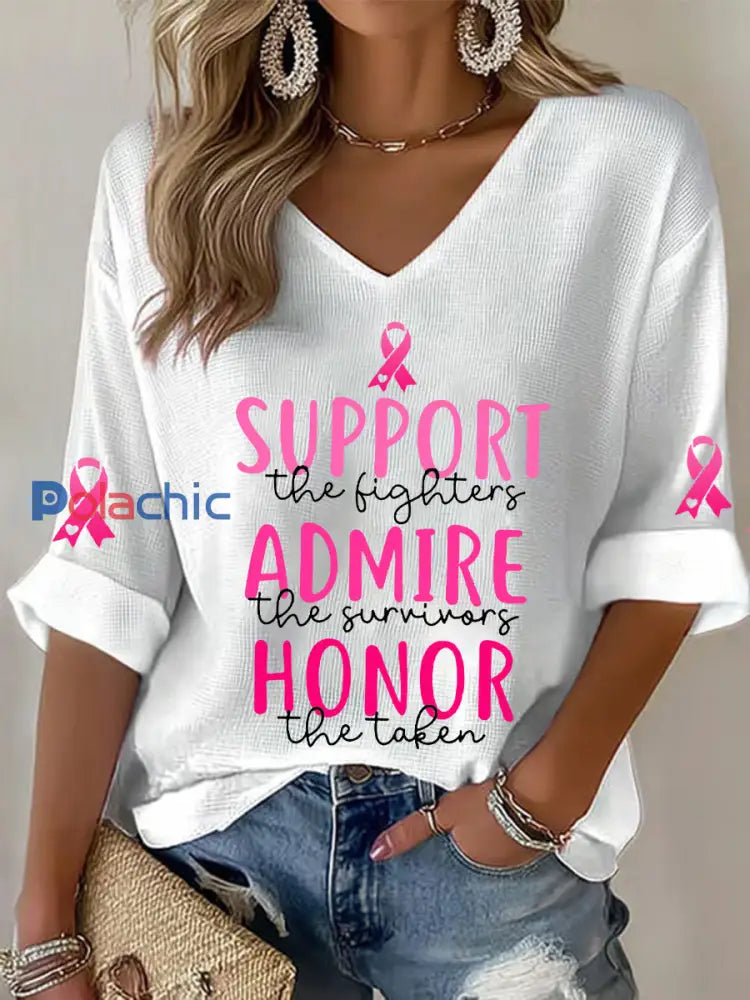 Soutien de la sensibilisation au cancer du sein des femmes Les combattants admirent les survivants honorent le T shirt