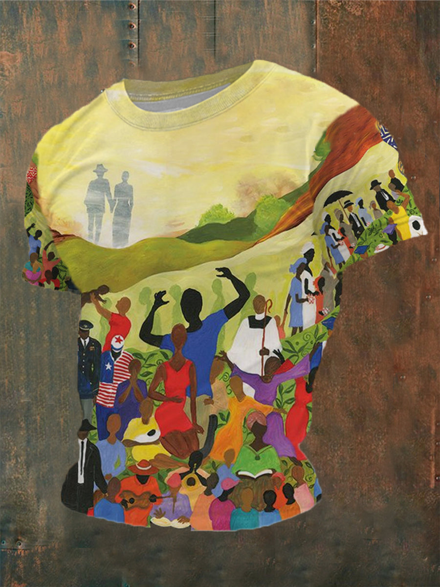 Juneteenth Cheer Freedom And Independence Imprimé T-shirt à manches courtes pour homme