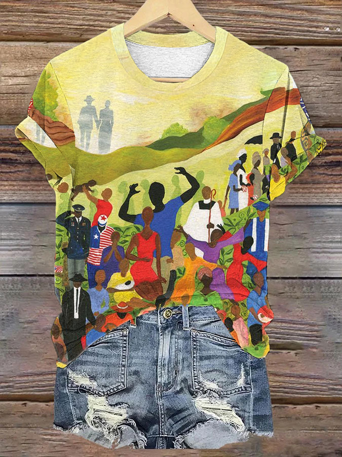 Juneteenth Cheer Freedom And Independence T-shirt à manches courtes pour femme