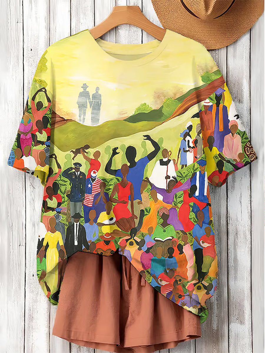 Juneteenth Cheer Freedom And Independence T-shirt à manches courtes pour femme