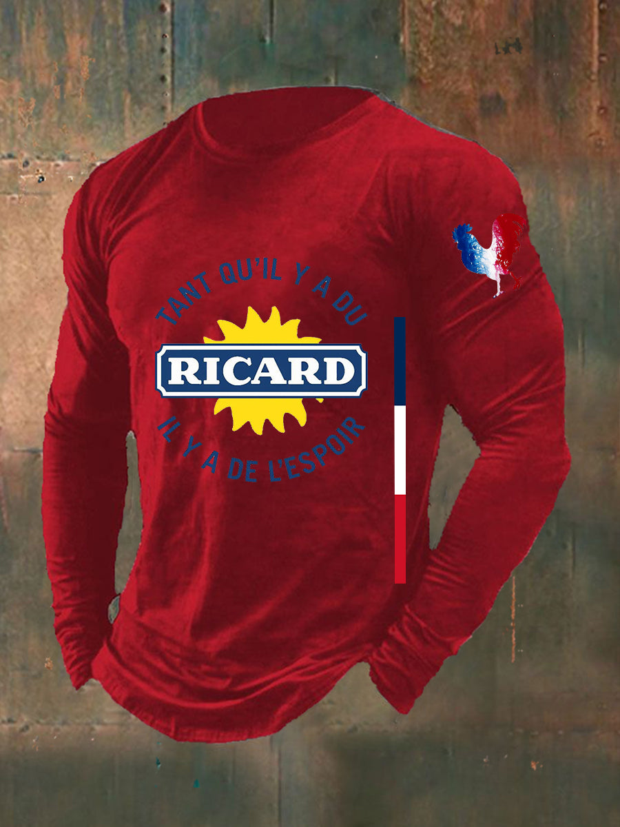 Herren Tant Qu'il Y A Du Ricard Langarm Rundhals T-Shirt