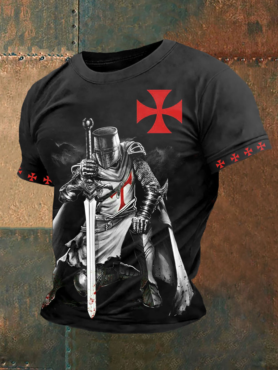 T-shirt Retro Knight Faith à manches courtes pour hommes