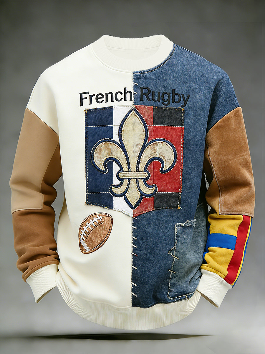 Sweat-shirt confortable et décontracté de style rugby français rétro