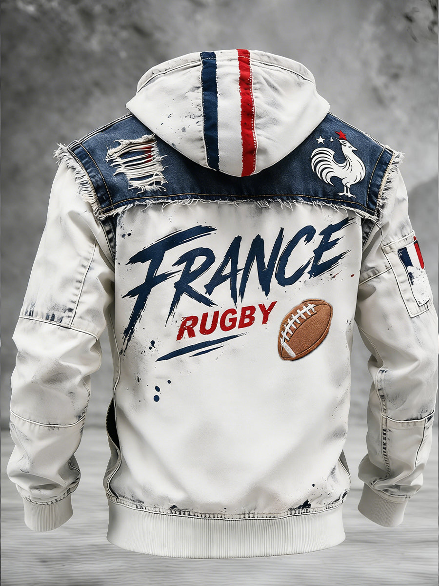 Sweat-shirt Décontracté Rétro Rugby Imprimé Français