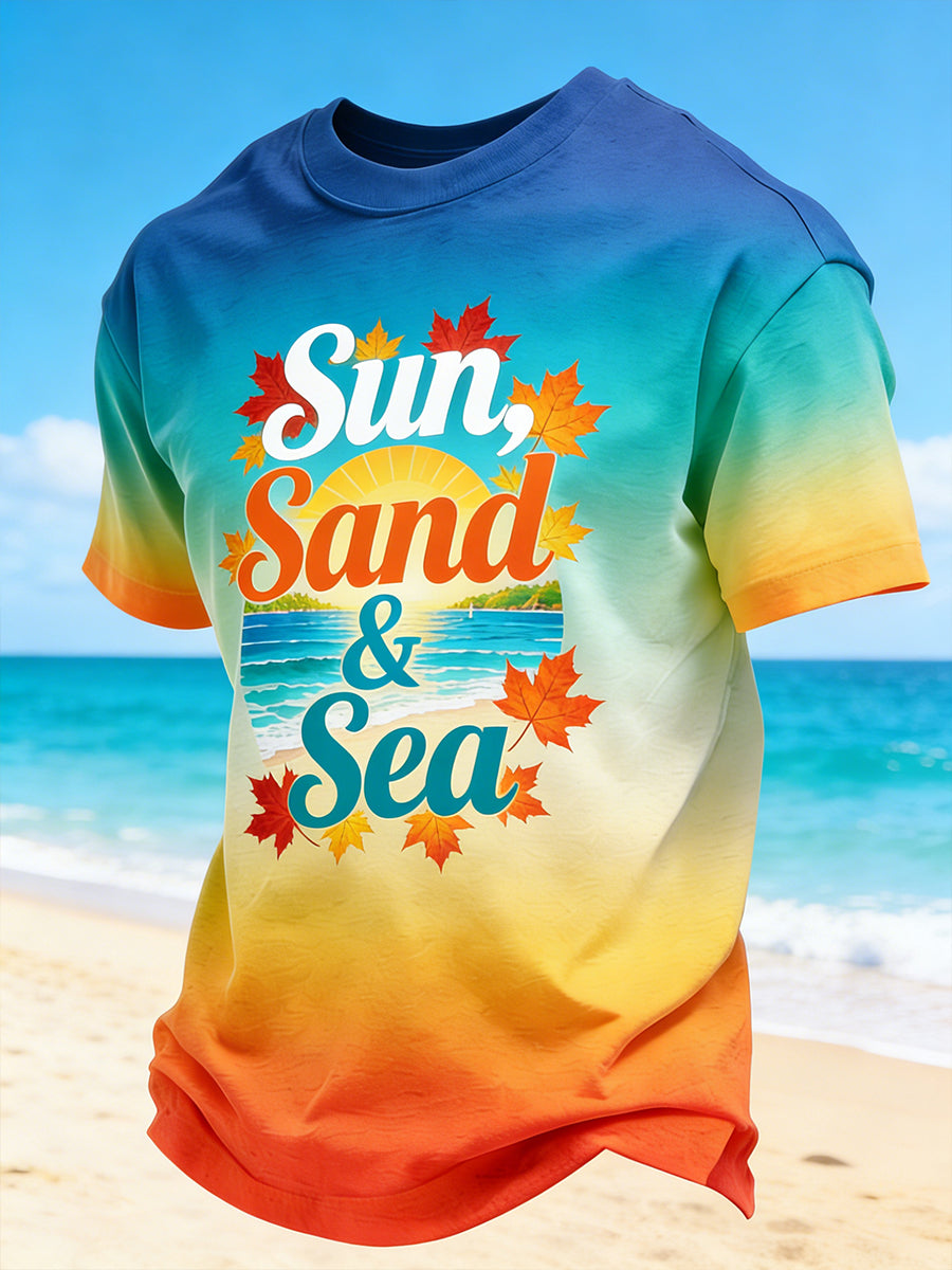 T-shirt imprimé de style de vacances de plage des hommes