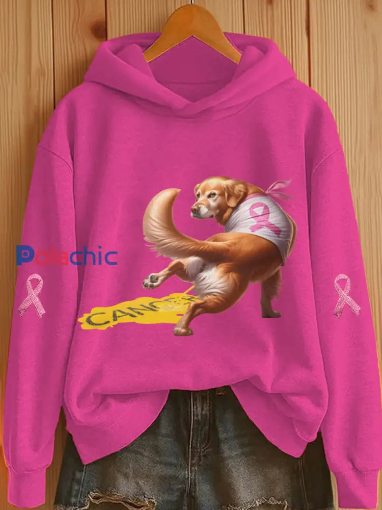 Sweat à Capuche Décontracté Femme Chien Rose Ruban Imprimé Rose Rouge / S