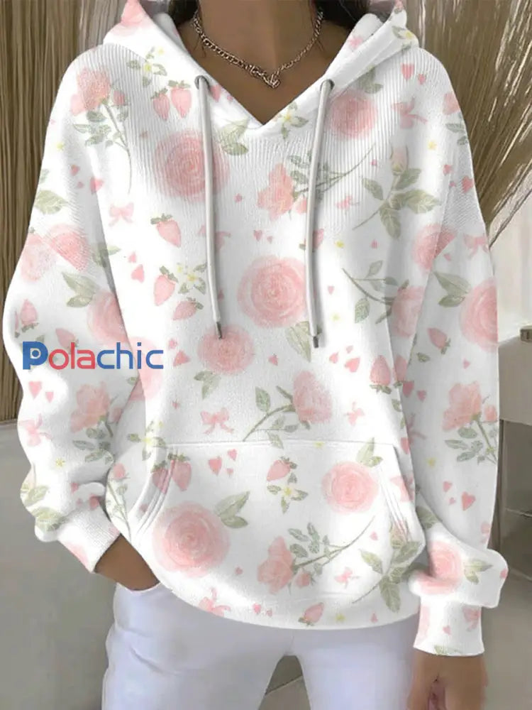 Sweat à Capuche Décontracté Femme Rose Cancer Du Sein Imprimé comme image / S