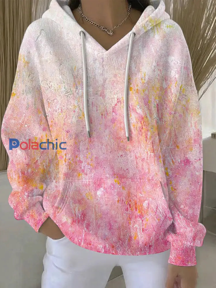 Sweat à Capuche Décontracté Femme Rose Cancer Du Sein Imprimé comme image / S