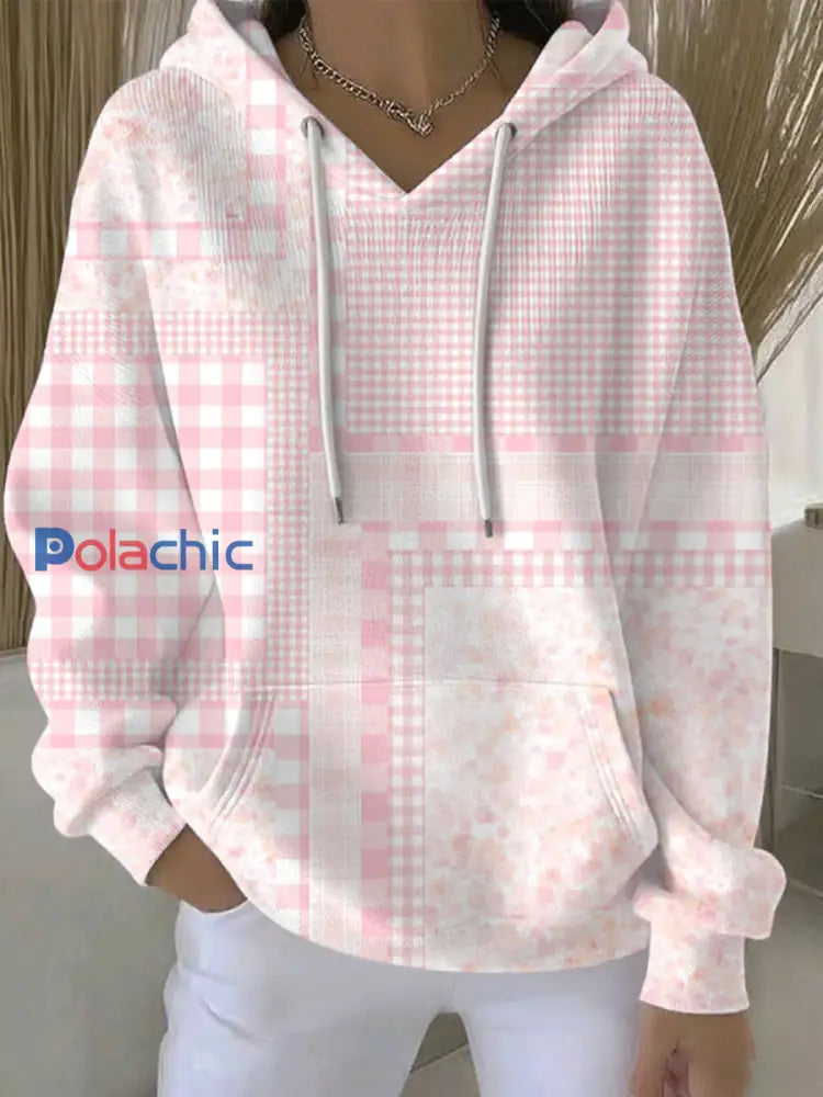 Sweat à Capuche Décontracté Femme Rose Cancer Du Sein Imprimé comme image / S