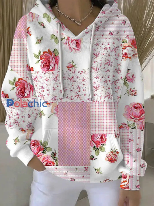 Sweat à Capuche Décontracté Femme Rose Cancer Du Sein Imprimé comme image / S