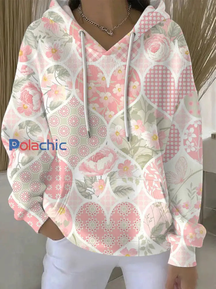 Sweat à Capuche Décontracté Femme Rose Cancer Du Sein Imprimé comme image / S