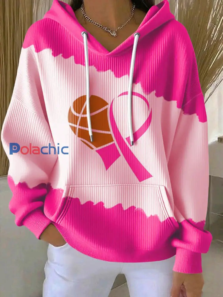 Sweat à capuche décontracté imprimé basket-ball pour femmes comme image / S