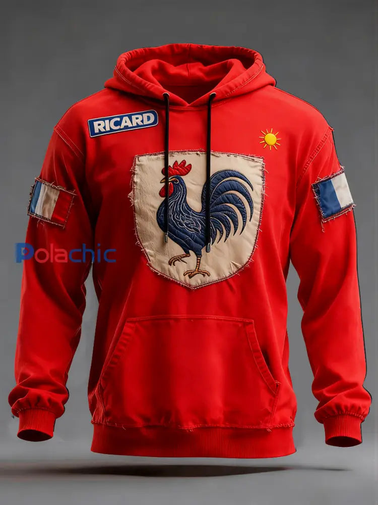Sweat à capuche décontracté pour homme Drapeau français Ricard B / S