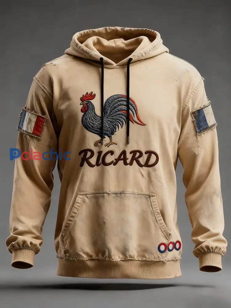 Sweat à capuche décontracté pour homme Drapeau français Ricard A / S