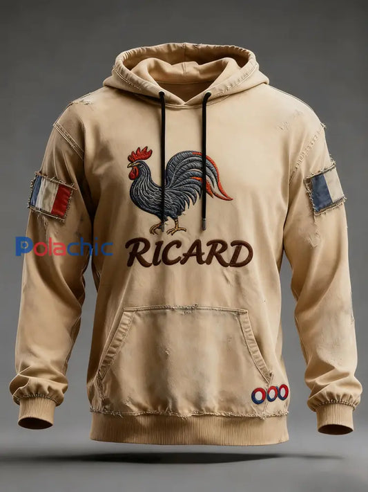 Sweat à capuche décontracté pour homme Drapeau français Ricard A / S