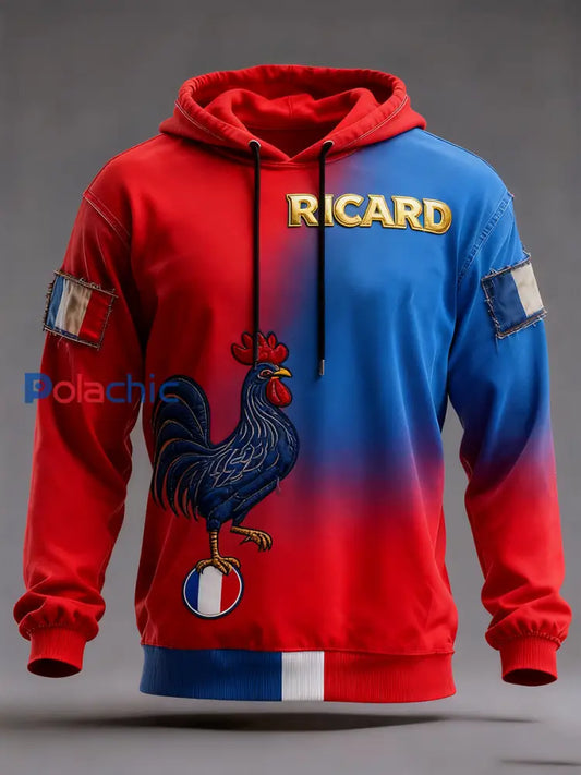 Sweat à capuche décontracté pour homme Drapeau français Ricard A / S
