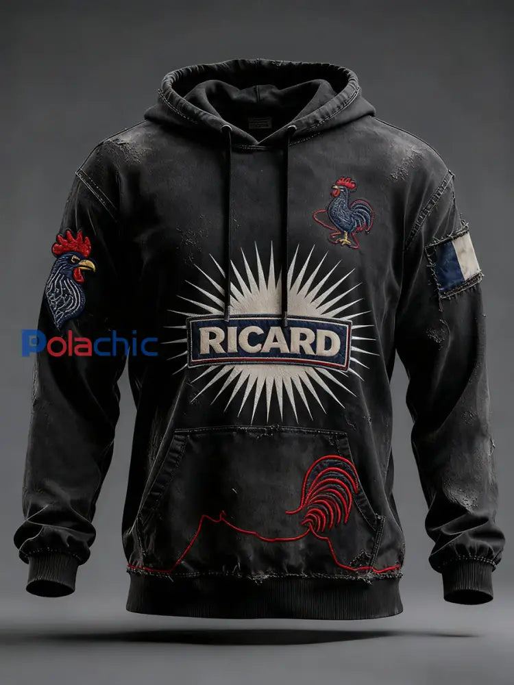 Sweat à capuche décontracté pour homme Drapeau français Ricard A / S
