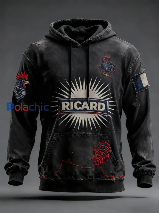 Sweat à capuche décontracté pour homme Drapeau français Ricard A / S