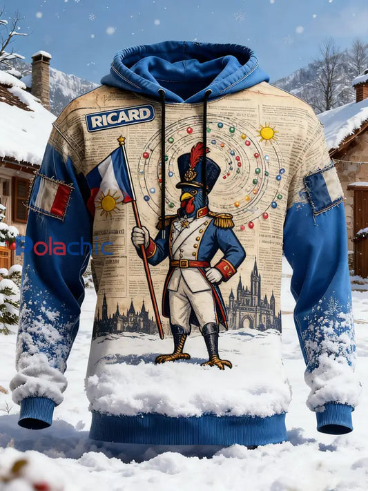 Sweat à capuche décontracté pour homme Drapeau français Ricard A / S