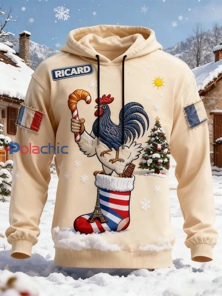 Sweat à capuche décontracté pour homme Drapeau français Ricard A / S