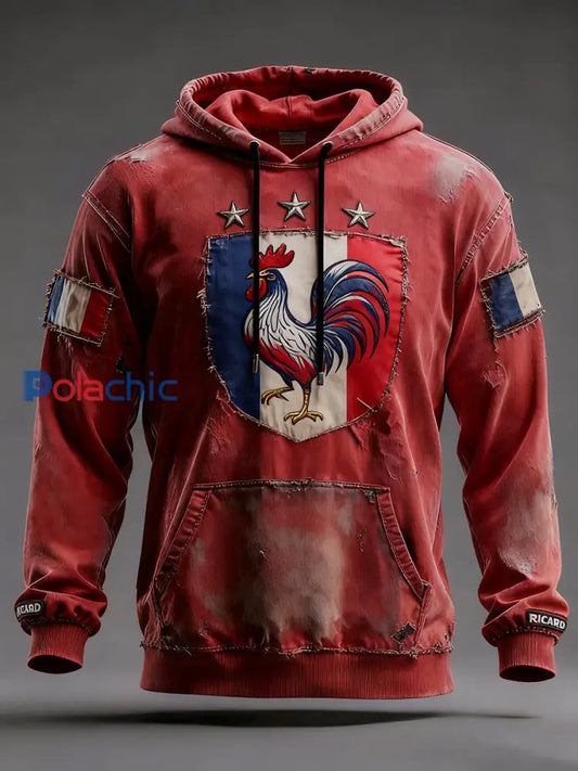 Sweat à capuche décontracté pour homme Drapeau français Ricard A / S