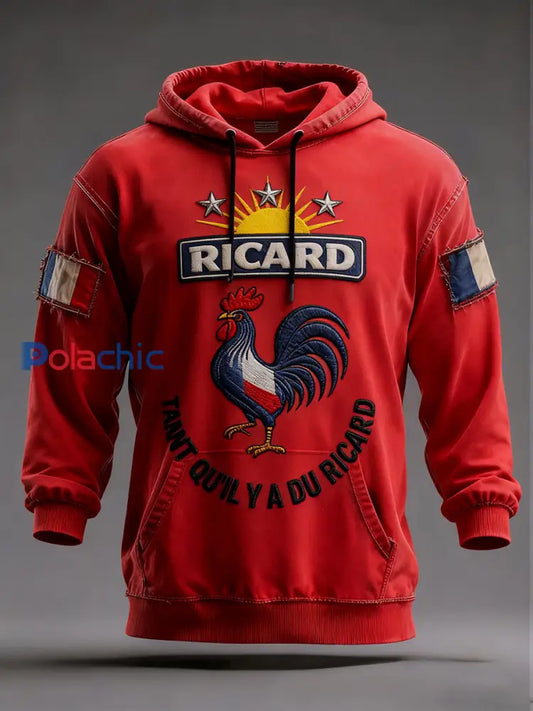 Sweat à capuche décontracté pour homme Drapeau français Ricard A / S