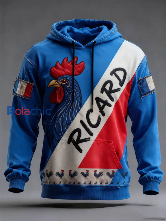 Sweat à capuche décontracté Vintage French Flag Ricard pour homme A / S