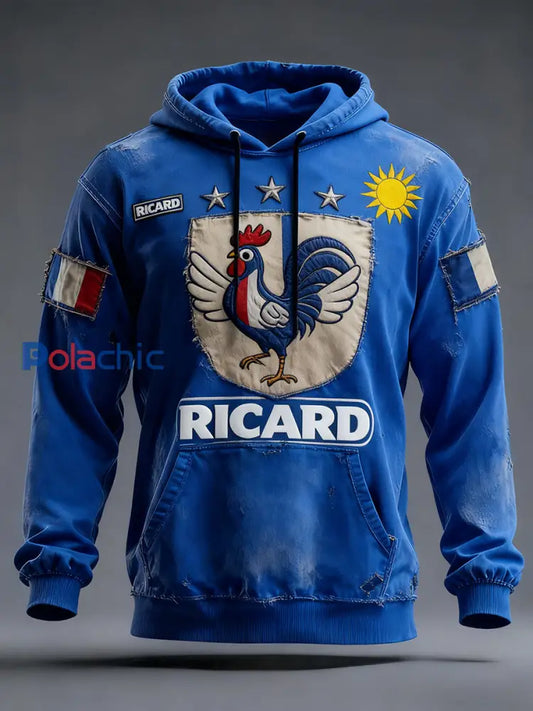 Sweat à capuche décontracté Vintage French Flag Ricard pour homme A / S