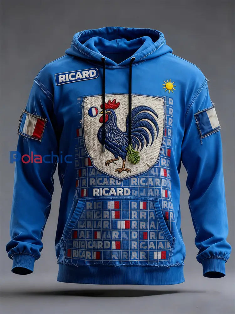 Sweat à capuche décontracté Vintage French Flag Ricard pour homme A / S