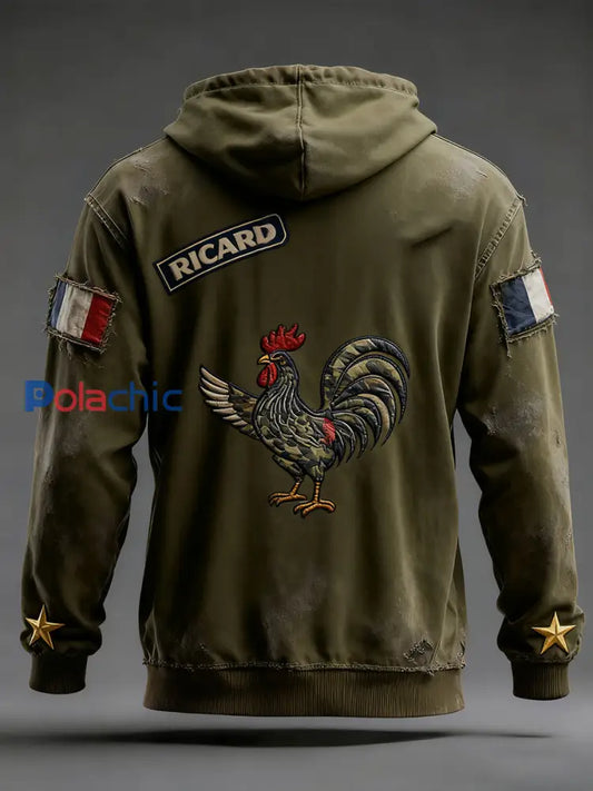 Sweat à capuche décontracté Vintage French Flag Ricard pour homme A / S