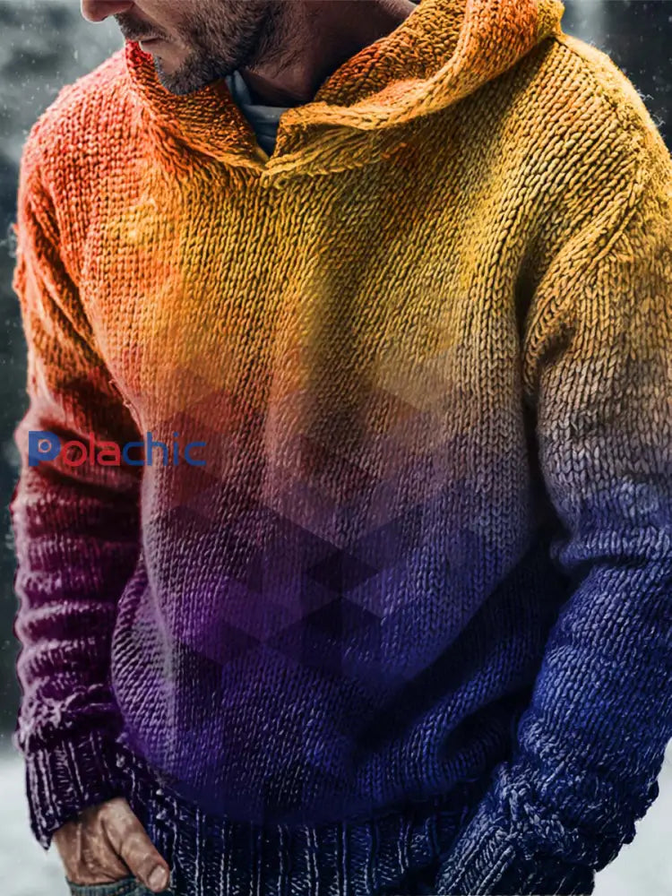 Sweat à capuche en tricot géométrique pour hommes comme image / S