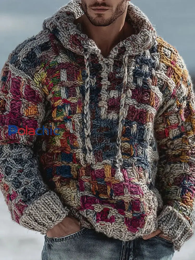 Sweat à capuche à motif géométrique pour hommes comme image / S