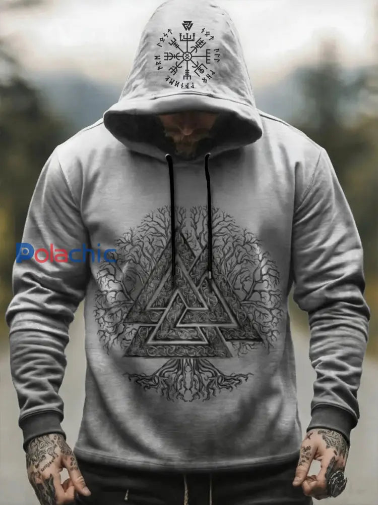 Sweat à capuche Viking pour homme Gris / S