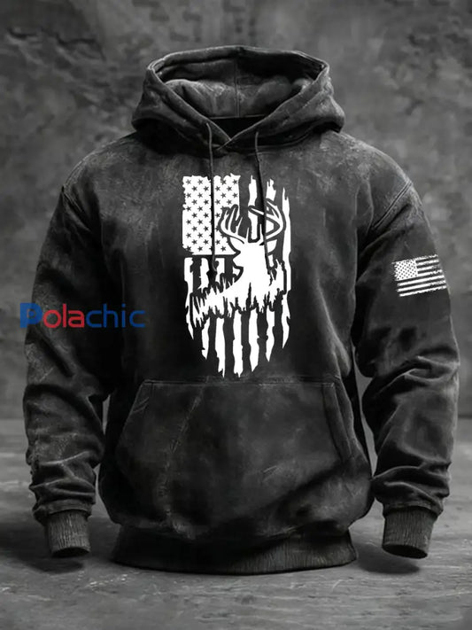 Sweat à capuche Western Deer Flag Homme noir / S
