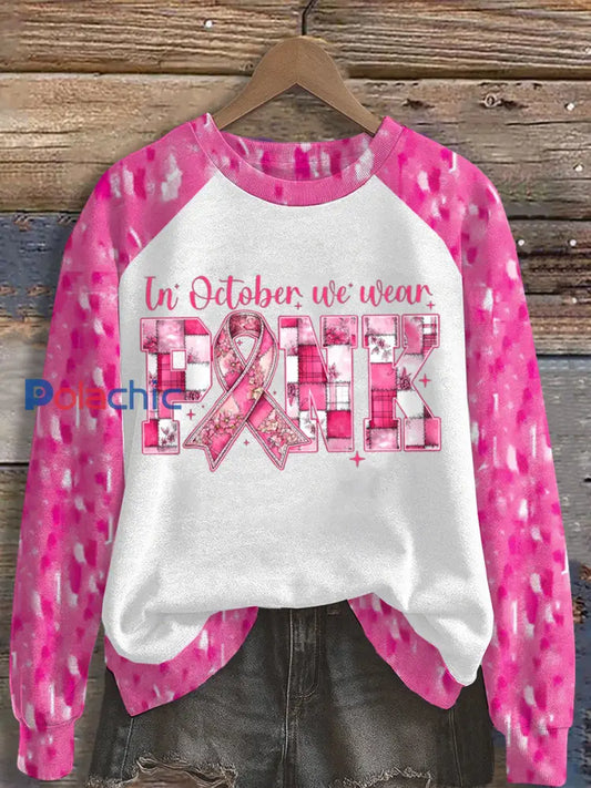 Sweat manches raglan In october We Wear Pink pour femme Blanc / S