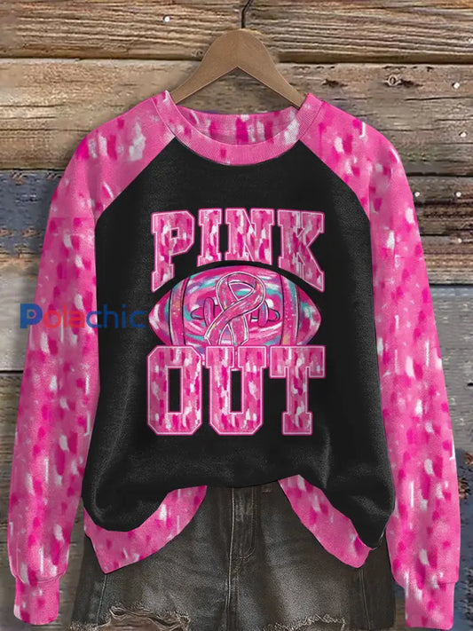 Sweat manches raglan Pink Out pour femme Noir / S