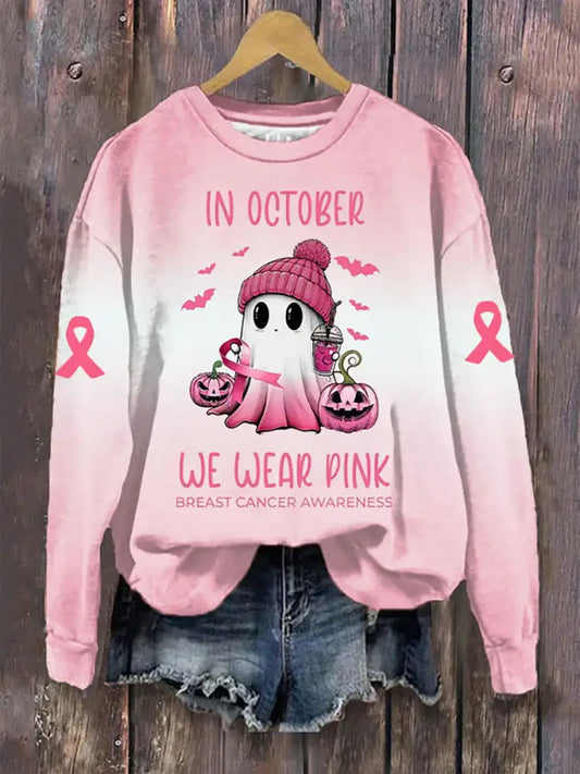 Sweat-shirt décontracté imprimé rose In october We Wear pour femme Rose / S