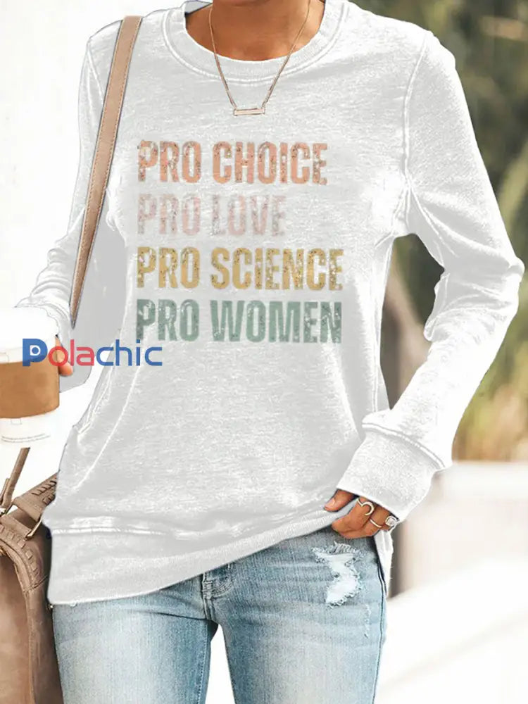 Sweat shirt imprimé Pro Choice Femme Blanc / S