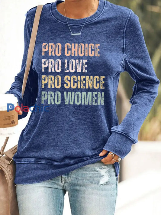 Sweat shirt imprimé Pro Choice Femme Bleu / S