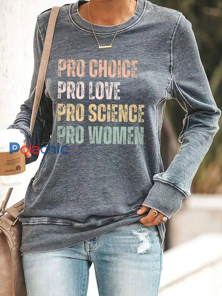 Sweat shirt imprimé Pro Choice Femme Gris / S