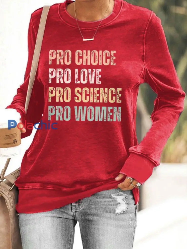Sweat shirt imprimé Pro Choice Femme Rouge / S