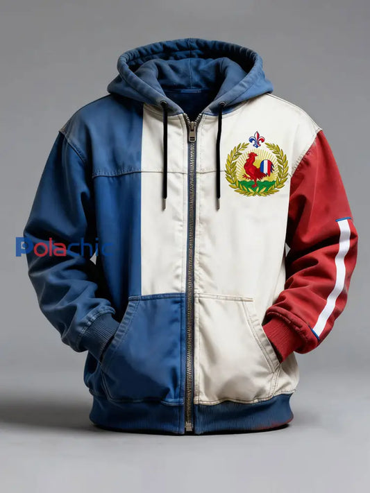 Sweat-shirt zippé imprimé Drapeau Français Le Coq Gaulois Homme comme image / S