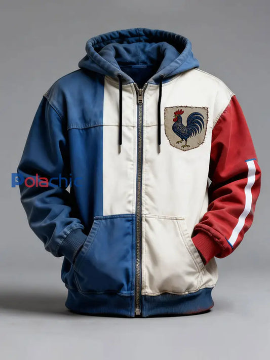 Sweat-shirt zippé imprimé Drapeau Français Le Coq Gaulois Homme comme image / S